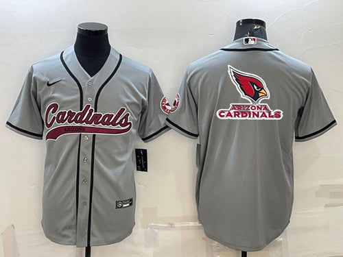 Arizona Cardinals Grey Team Big Logo With Patch Baseball Jersey