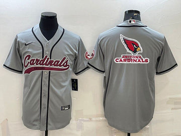 Arizona Cardinals Grey Team Big Logo With Patch Baseball Jersey