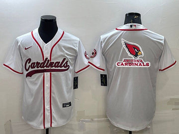 Arizona Cardinals White Team Big Logo With Patch Baseball Jersey