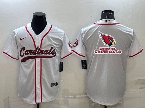 Arizona Cardinals White Team Big Logo With Patch Baseball Jersey