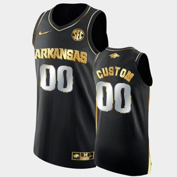 Custom Arkansas Razorbacks black-golden jersey