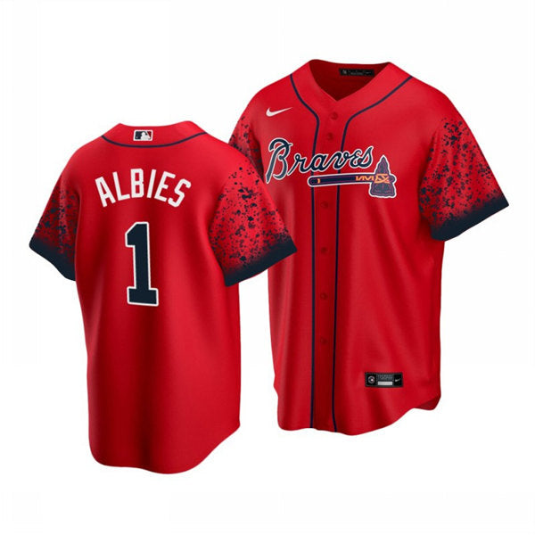 Ozzie Albies Atlanta Braves red jersey