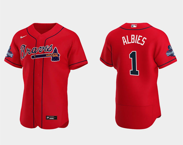 Ozzie Albies Atlanta Braves red jersey