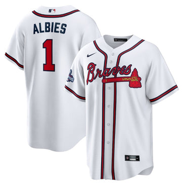 Ozzie Albies Atlanta Braves white jersey