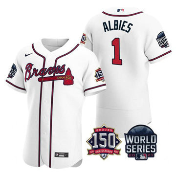 Ozzie Albies Atlanta Braves white jersey