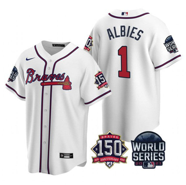 Ozzie Albies Atlanta Braves white jersey