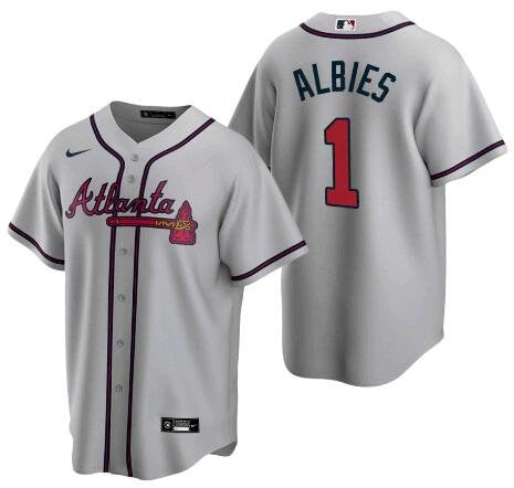 Ozzie Albies Atlanta Braves grey jersey