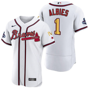 Ozzie Albies Atlanta Braves white jersey
