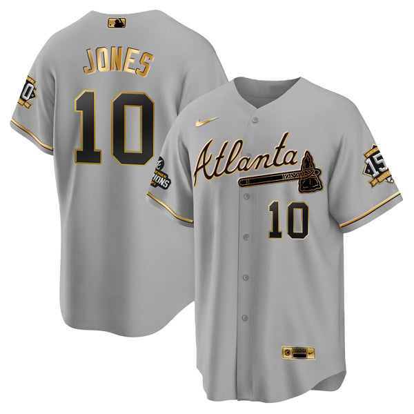 Chipper Jones Atlanta Braves gray-gold jersey