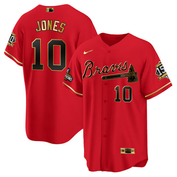 Chipper Jones Atlanta Braves red-gold jersey