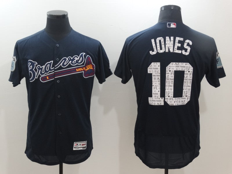 Chipper Jones Majestic Atlanta Braves navy Authentic jersey