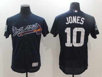 Chipper Jones Majestic Atlanta Braves navy Authentic jersey