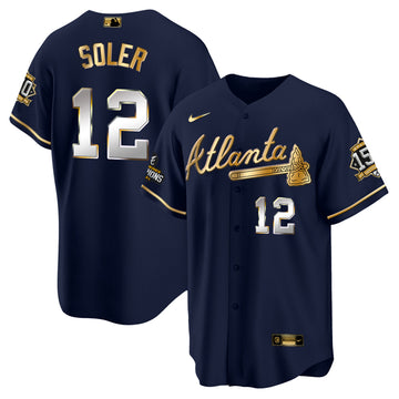 Jorge Soler Atlanta Braves navy-gold jersey