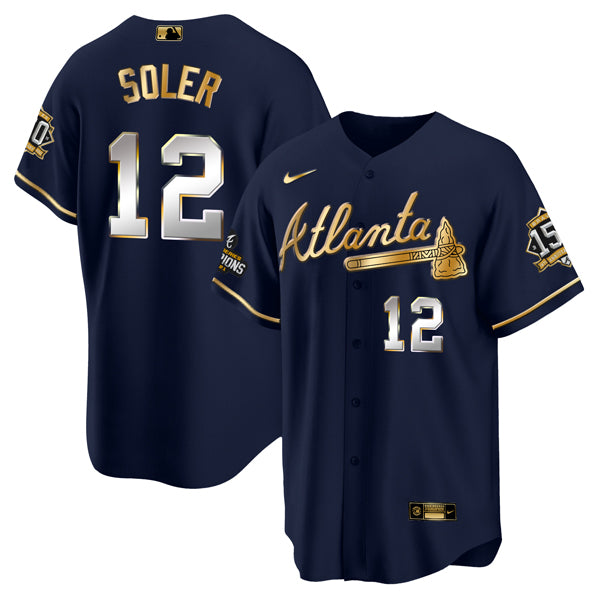 Jorge Soler Atlanta Braves navy-gold jersey