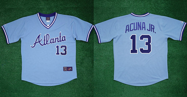 Ronald Acuna Jr Atlanta Braves blue jersey