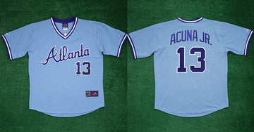 Ronald Acuna Jr Atlanta Braves blue jersey