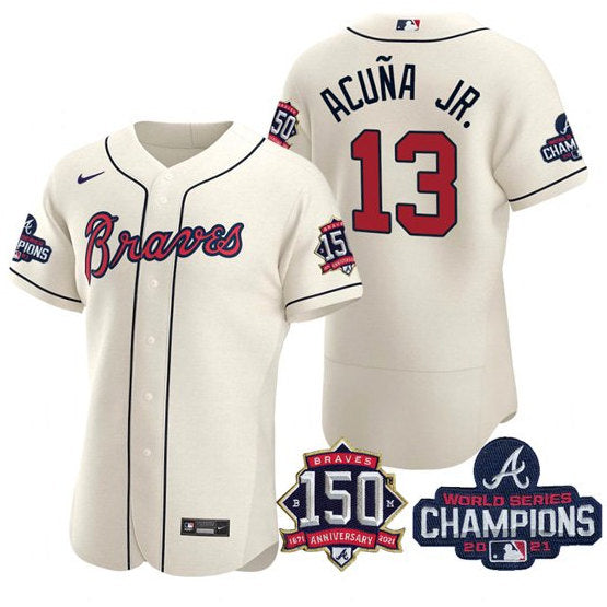 Ronald Acuna Jr Atlanta Braves cream jersey