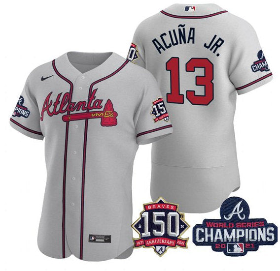 Ronald Acuna Jr Atlanta Braves gray jersey