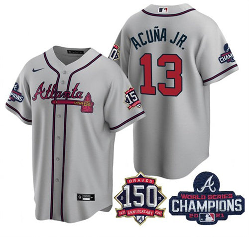 Ronald Acuna Jr Atlanta Braves gray jersey