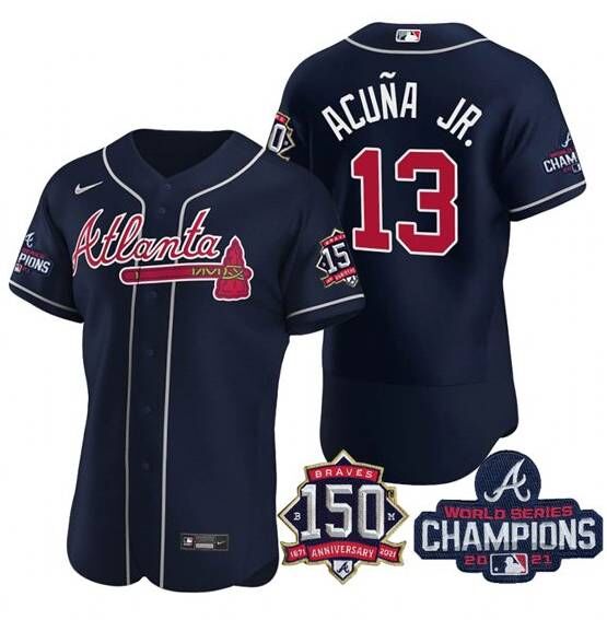 Ronald Acuna Jr Atlanta Braves navy jersey