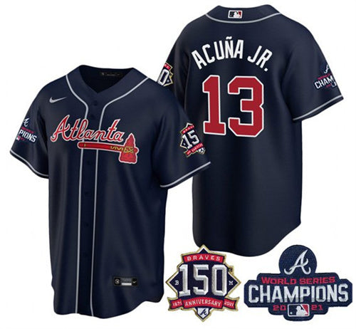 Ronald Acuna Jr Atlanta Braves navy jersey