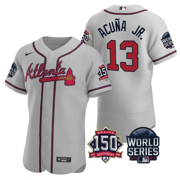Ronald Acuna Jr Atlanta Braves gray jersey