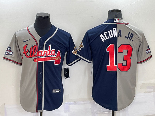Ronald Acuna Jr Atlanta Braves gray Split jersey