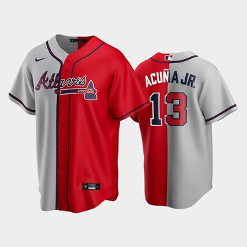 Ronald Acuna Jr Atlanta Braves gray-red jersey