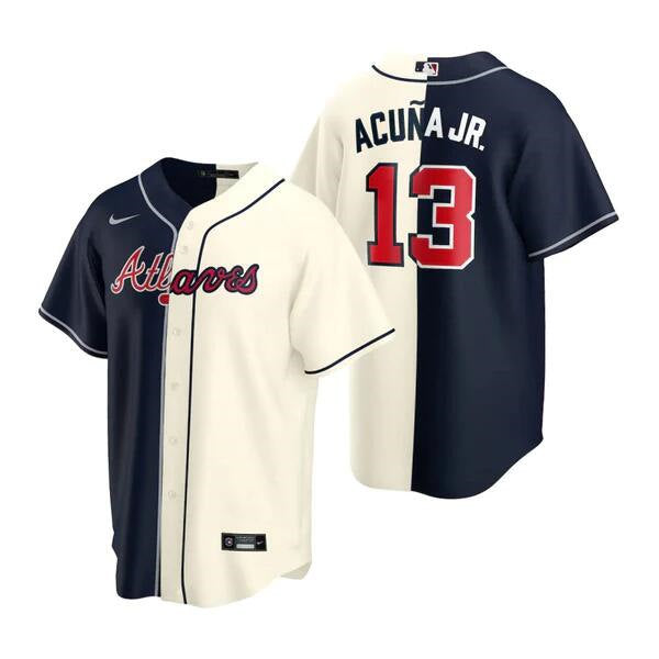 Ronald Acuna Jr Atlanta Braves navy-cream jersey