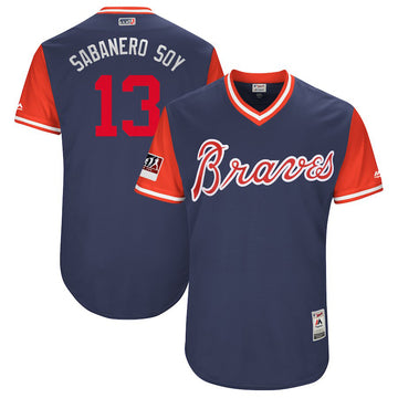 Ronald Acuna Jr Sabanero Soy Majestic Atlanta Braves navy-red Authentic jersey