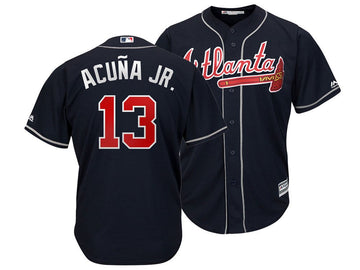 Ronald Acuna Majestic Atlanta Braves navy jersey