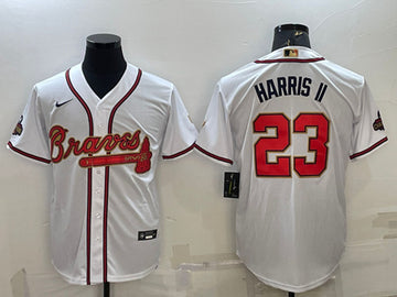 Michael Harris II Atlanta Braves white-gold jersey