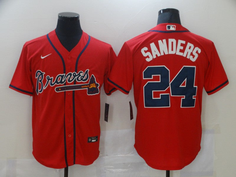 Deion Sanders Atlanta Braves red jersey