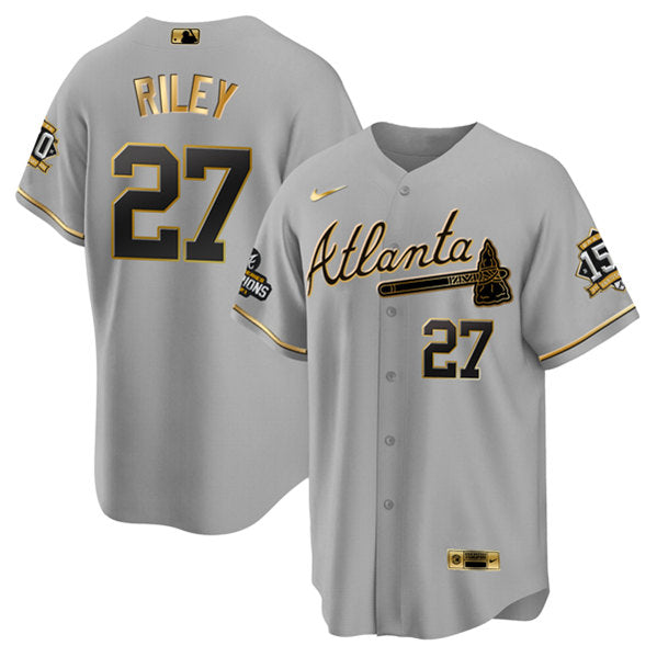 Austin Riley Atlanta Braves gray-gold jersey