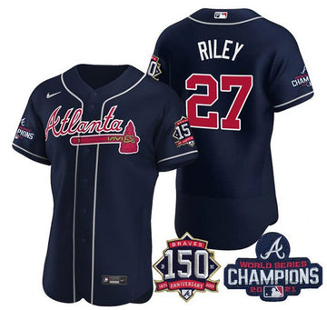 Austin Riley Atlanta Braves navy jersey