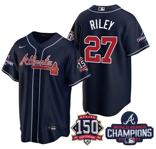 Austin Riley Atlanta Braves navy jersey