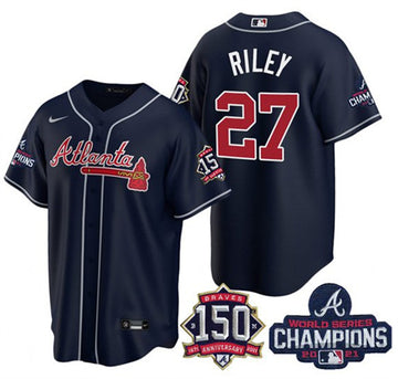 Austin Riley Atlanta Braves navy jersey