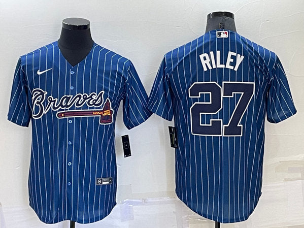 Austin Riley Atlanta Braves navy jersey