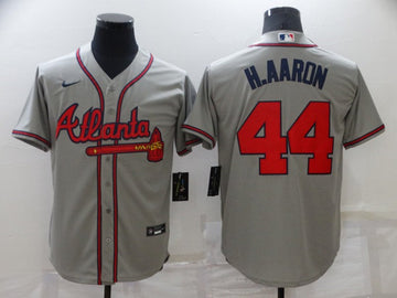 Hank Aaron Atlanta Braves grey jersey