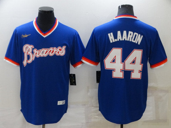 Hank Aaron Atlanta Braves royal jersey