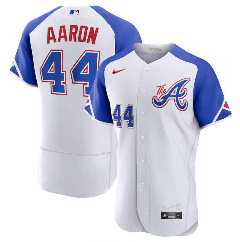 Hank Aaron Atlanta Braves white City Connect jersey