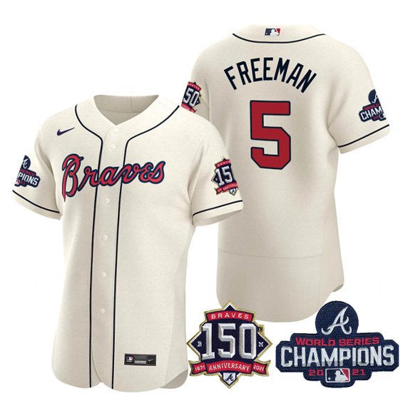 Freddie Freeman Atlanta Braves cream jersey