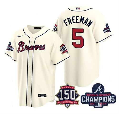 Freddie Freeman Atlanta Braves cream jersey