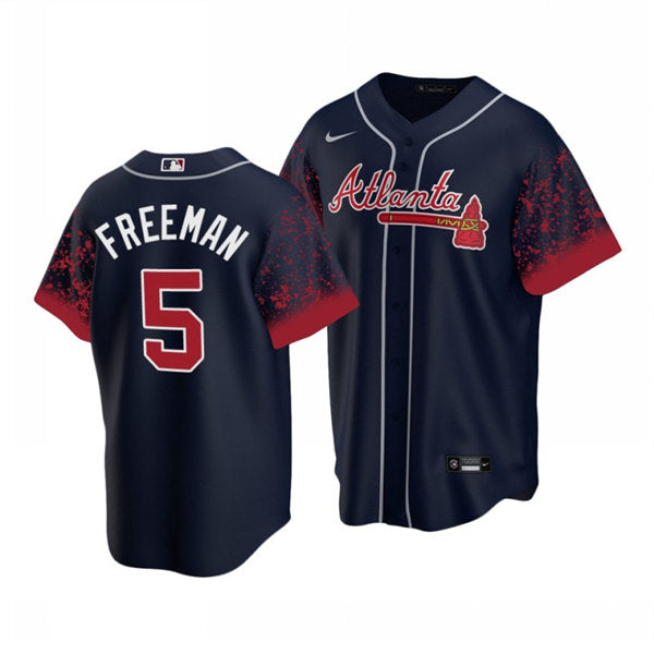 Freddie Freeman Atlanta Braves navy jersey