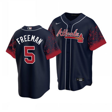 Freddie Freeman Atlanta Braves navy jersey