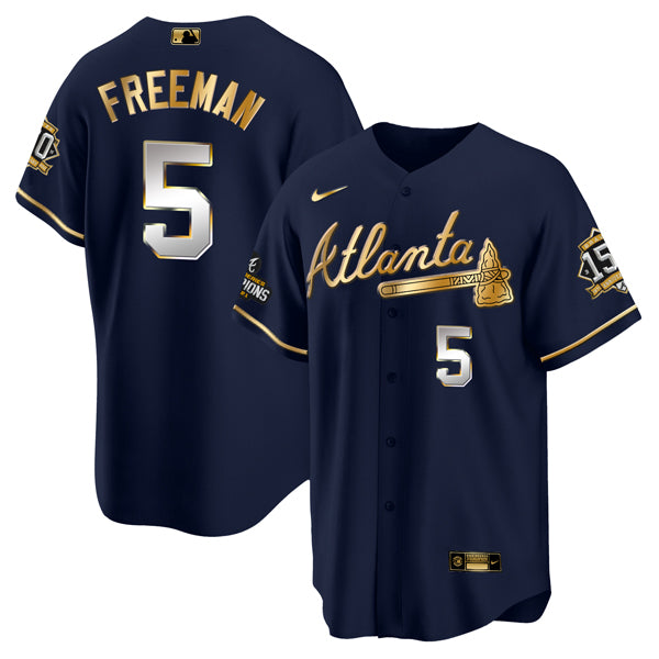 Freddie Freeman Atlanta Braves navy-gold jersey