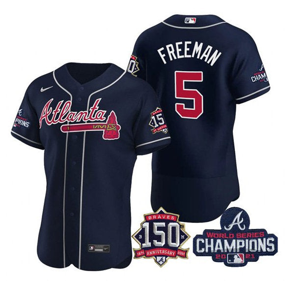 Freddie Freeman Atlanta Braves navy jersey