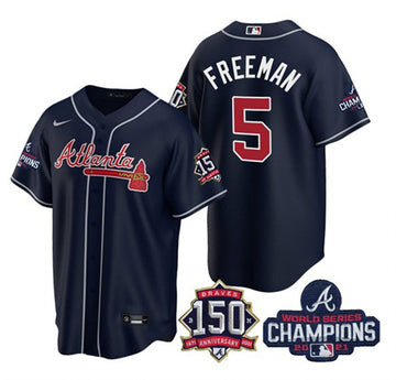 Freddie Freeman Atlanta Braves navy jersey