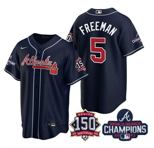 Freddie Freeman Atlanta Braves navy jersey