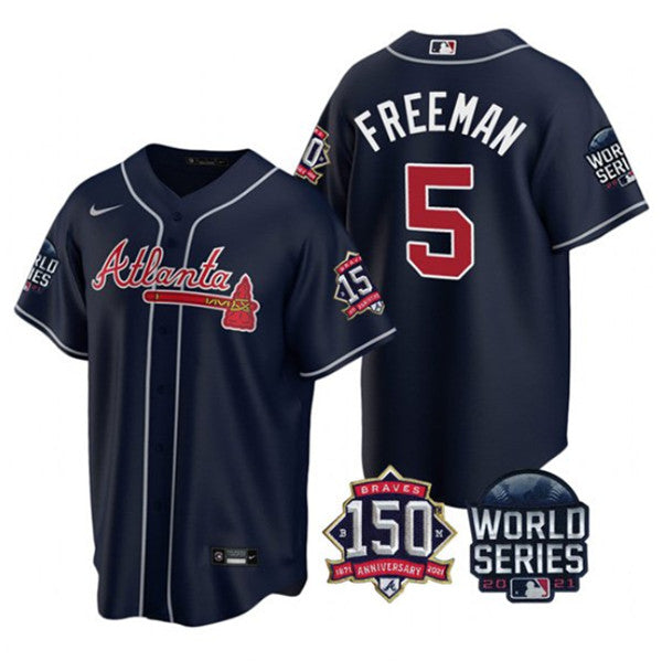 Freddie Freeman Atlanta Braves navy jersey